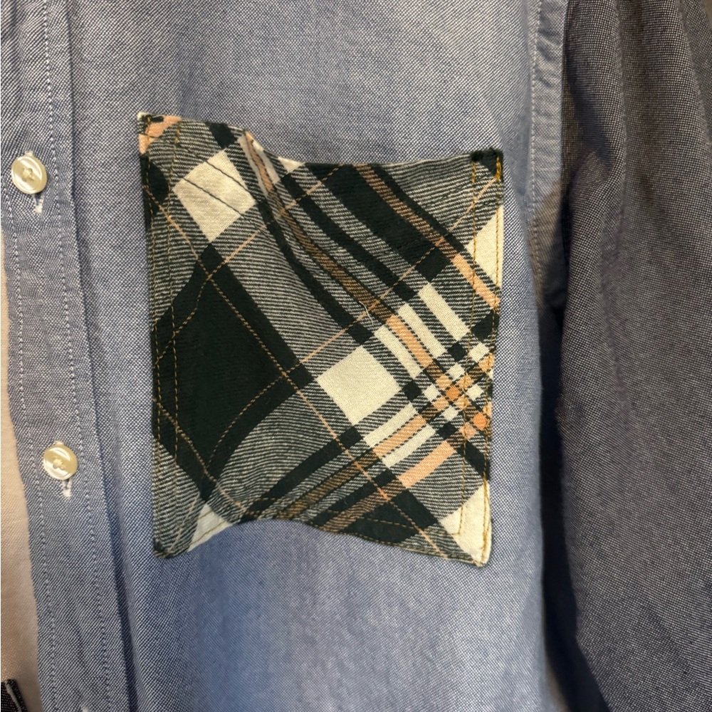 Patchwork Plaid Upcycled Refashioned Button Down … - image 5